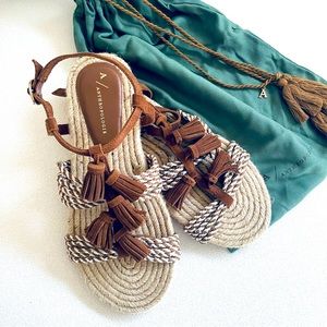 Anthropologie 🤎Fringed Rope Sandals.NWT Size : 7